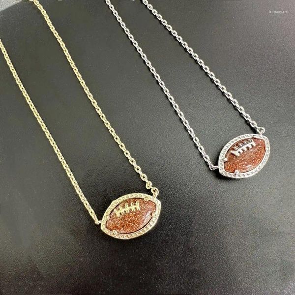 Pendentif Colliers American Independence Day Rugby Football Géométrie irrégulière Golden Sand Fishbone Collier