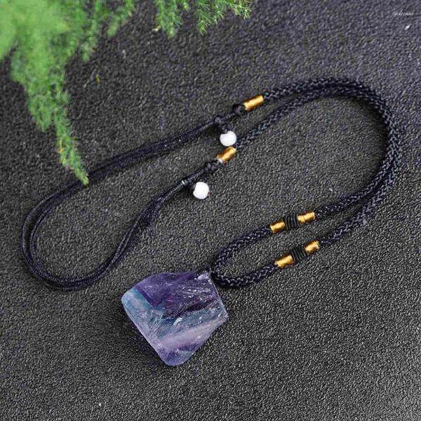 Pendentif Colliers Améthyste Poudre Cristal Blanc Fluorite Collier Pierre Précieuse Guérison Irrégulière Reiki