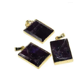 Hanger kettingen amethist paarse kristallen ketting voor vrouwen natuursteen 2023 rechthoek schattige slinger sieraden Koreaans modecadeau 5 stc