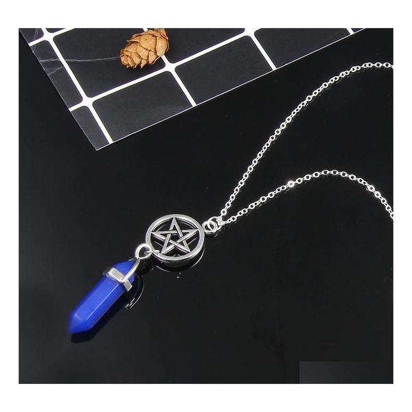 Colliers pendants Amethystes Collier en cristal en quartz Bohême de guérison hexagonale Bijoux Naturel Stone Chakra Jewellry Drop Livrot Otn8g