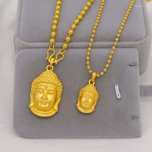 Hanger Kettingen Amitabha Ketting 24K Goud Kleur Messing Gesneden Boeddha Lucky Amulet Voor Vrouwen Mannen Sieraden Geschenken Drop Shi