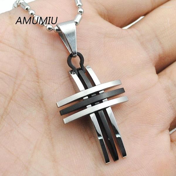 Pendentif Colliers AMUMIU Mini Bijoux Hommes Rock Style Fashion Party Collier Croix Accessoire HZP246