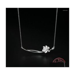 Hanger kettingen amxiu handgemaakte lotus bloem s925 ketting kantoor dame choker voor vrouwen moederdag cadeau dagelijkse accessoires drop del dh15b