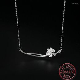 Pendentif Colliers Amxiu Fait à la main Fleur de Lotus S925 Collier Bureau Lady Collier pour les femmes Cadeau de la fête des mères Accessoires quotidiens