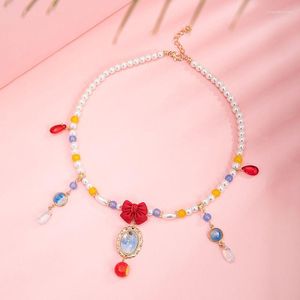 Pendentif Colliers Ancien Chinois Hanfu Collier Imitation Perles Perles Bijoux Pour Femmes