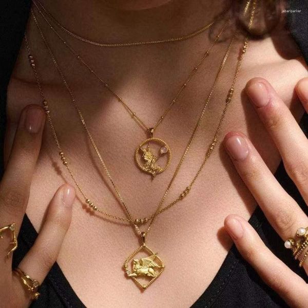 Collares colgantes antigua diosa griega sirena Metal plateado collar de oro para mujer chica fiesta joyería regalo Vintage Chic gargantilla 2023