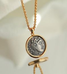 Colliers pendants Ancient Greek Hercules 999 Collier Silver Coin Hommes et femmes bijoux Wholependant5772819