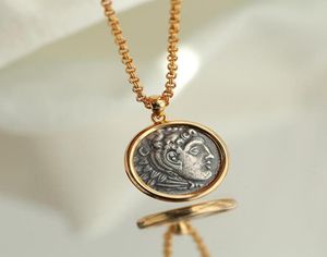 Colliers pendants Ancient Greek Hercules 999 Collier Silver Coin Collier Gravé Hommes et femmes Bijoux Wholependant2835918