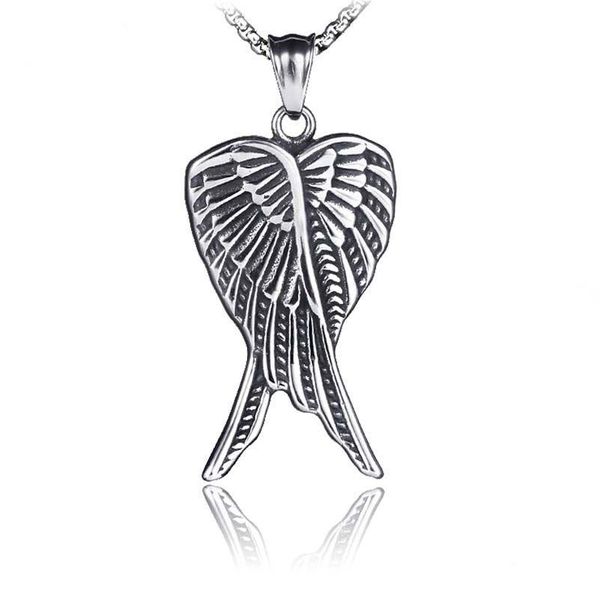 Pendentif Colliers Ancien Sier Ange Aile Pendentif Colliers En Acier Inoxydable Plume Collier Pour Femmes Hommes Mode Fine Bijoux Drop D Dh0Zr