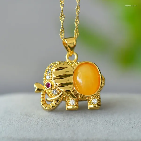 Collares colgantes de estilo antiguo cera de abejas con suerte accesorios de collar de elefante de la superficie del huevo elegante