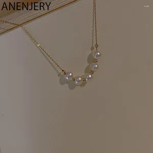 Colliers pendants Anenjery Silver Color Perles Perles Collier Femelle Luxury Luxury Golden Clicule Chaîne en gros