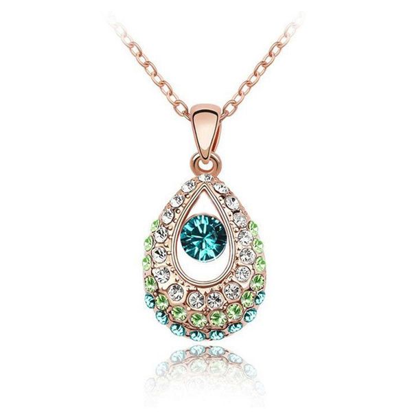 Pendentif Colliers Ange Cristal Tear Drop Collier Creux Coloré CZ Gouttelette Cadeaux Pour Colliers Pour FemmesPendentif PendentifPendentif