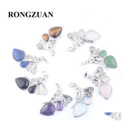 Pendentif Colliers Ange Déesse Pendentifs Goutte D'eau Améthyste Opale Lapis Lazi Quartz Rose Perles De Pierre Naturelle Dangle Charms Pour Les Femmes Dhqd9