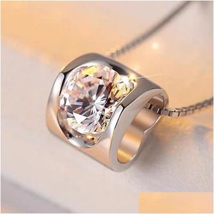 Pendentif Colliers Angel Kiss 1 Ct Moissanite S925 Sier Clavicule Lady Collier Engagement Anniversaire Cadeau Drop Livraison Bijoux Stylo Dhdgw