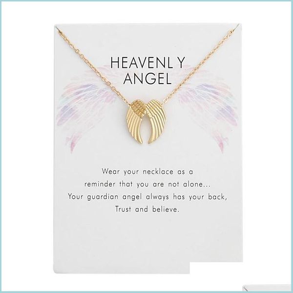 Colliers pendentif ange pendentif collier clavicule chaîne avec carte déclaration femmes bijoux meilleur ami cadeau personnalisé Dr Bdejewelry Dhvqa