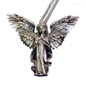Pendentif Colliers Angel Wing Collier en argent fait à la main Gardien Religieux Charme Clavicule Chaîne Cadeau T8DE
