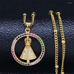 Pendentif Colliers Angle Zircon Cuivre En Acier Inoxydable Charme Collier Pour Femmes Or Couleur Bijoux Colares Feminino N107S07