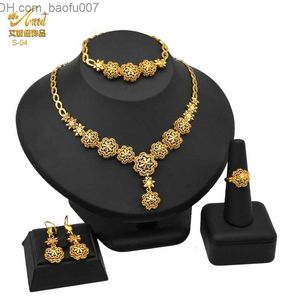 Collares colgantes ANIID Conjunto de joyas de novia india Dubai Collar Pendientes Boda de mujer 24k Chapado en oro Joyería africana Regalo de fiesta de dama de honor Z230706