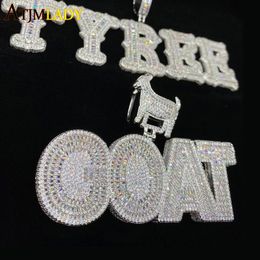 Hanger kettingen dier geit initiële naam letters ketting gepersonaliseerd met touwketen ijs uit bling 5a kubieke zirkoon hiphop sieraden 230511