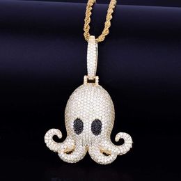 Pendentif Colliers Animaux Pctopus Pendentifs Bling Cubic Zircon Bijoux pour Hommes 230621
