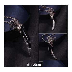 Pendentif Colliers Animal Loup Dent Pendentif Collier Pour Hommes Longue Chaîne Éléphant Dragon Tête Vintage Bijoux En Gros Drop Livraison DHF1P