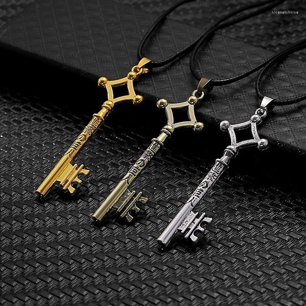 Collares pendientes Anime Attack On Titan collar Eren Key Shingeki No Kyojin Charm cuerda cadena Vintage joyería accesorios para hombres Cosplay