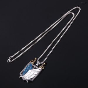 Pendentif Colliers Anime Attaque sur Titan Scouting Legion Scout Regiment Logo Double Lame Épée Alliage Collier Chaîne Cosplay 292h