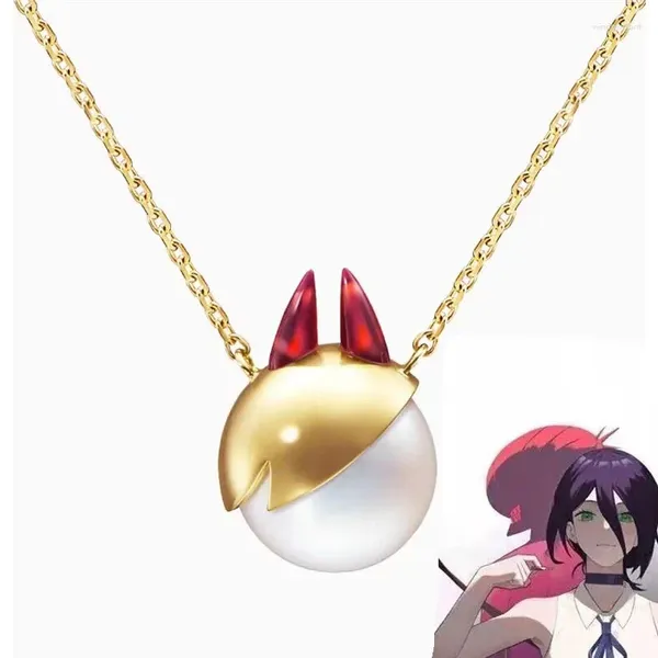 Collares colgantes Anime Motosierra Pochita X TASKI Serie conjunta Overlord Collar Perla Adorno de Navidad plateado