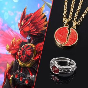 Pendentif Colliers Anime Kamen Rider OOO Collier Ankh's Broken Taka Core Médaille Bague d'amant pour femmes hommes bijoux cadeau