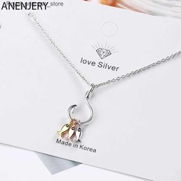 Colliers de pendentif Anjery Silver mignon Three Little Fish Pendant Collier avec poisson Hook Bijoux Amulet Best Friend Gift Q240426