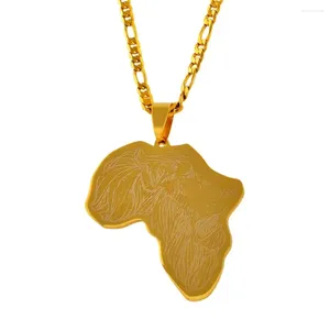 Hanger Kettingen Anniyo Afrika Kaart Met Leeuw Patroon Afrikaanse Kaarten Sieraden Hip-Hop #011421