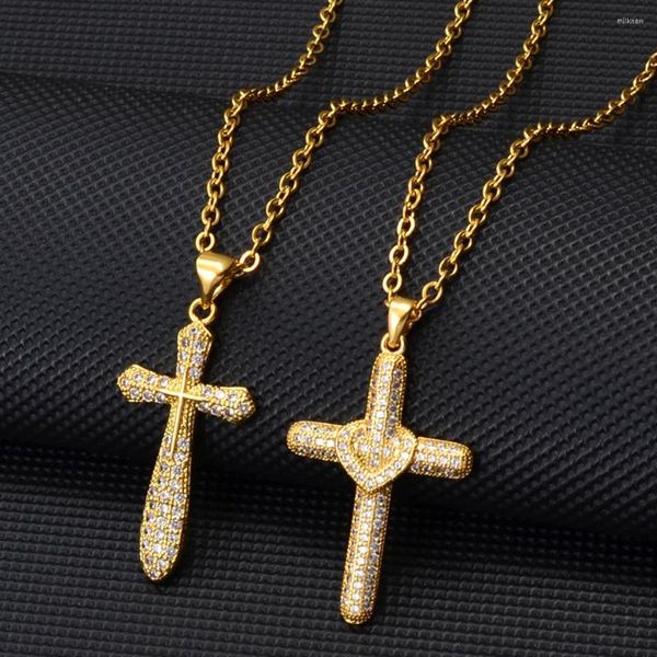 Collares pendientes Anniyo Cruz Mujer Chica Encantos Cubic Zirconia Cruces Joyería CZ Adornos religiosos católicos cristianos # 134916