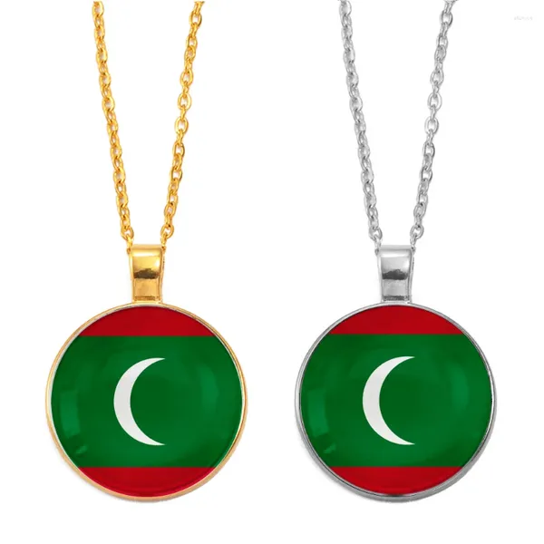 Pendentif colliers Anniyo rond Maldives drapeau bijoux #D0092