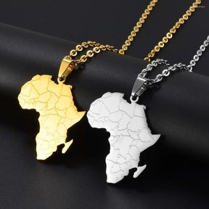Hanger kettingen anniyo roestvrij staal Afrika kaart verschillende landen sieraden voor vrouwen mannen Afrikaanse accessoires #299721