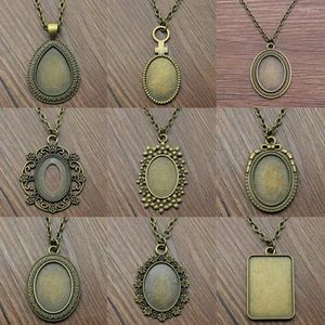 Colliers pendants Collier de bronze antique Fit ovale 18x25 mm Base Réglage Collier Accessoires Vintage