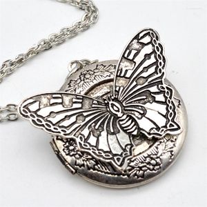 Pendentif Colliers Antique Coeur Papillon Médaillon Charme Collier Avec Fleur Cadeau Pour Maman Adolescente Tante XSH-244 Diffuseur