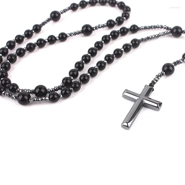 Collares colgantes Collar católico religioso antiguo Cuentas de oración Rosario para cruz Tierra Santa Cadena E0BE