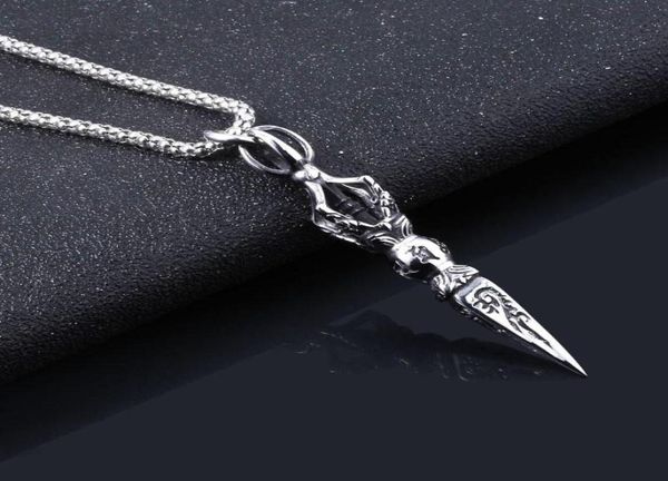 Colliers pendants Antique Vajra Evil Jiang Dagger Collier Rock Chain de rock India Ganesha Bouddhisme pour femmes hommes JewerlyPendant1030468