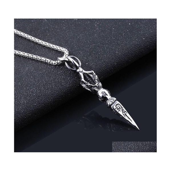 Pendentif Colliers Antique Vajra Evil Jiang Dagger Collier Rock Chaîne Inde Ganesha Bouddhisme Pour Femmes Hommes Jewerlypendant Drop Deliv Dhz4I