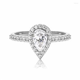 Hanger Kettingen AnuJewel 1ct Pear Cut Moissanite Engagement Wedding Ring 925 Sterling Zilveren Ringen Voor Vrouwen Sieraden Whole304V