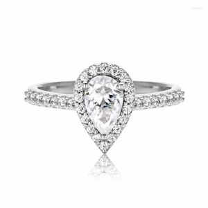 Hanger Kettingen AnuJewel 1ct Pear Cut Moissanite Engagement Wedding Ring 925 Sterling Zilveren Ringen Voor Vrouwen Sieraden Whole282S