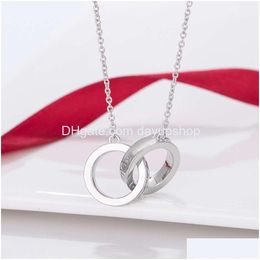 Tout RB72 Pendentif Colliers Collier T Double Cercle 1837 Lumière Simple Sier Mode Tempérament Amour Femme Cla Drop Dhheb