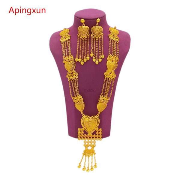 Colliers pendants APINGXUN Nouvelle arrivée 24k Couleur en or Collier Collier Boucles d'oreilles Bijoux Set Africain Australian Women Bridal Wedding Charm bijoux 240419