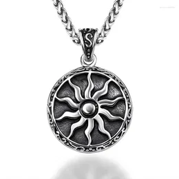 Pendentif Colliers Apollo Amulette double face en acier inoxydable Sun God Collier Punk Rétro Vintage Style 22 "Chaîne