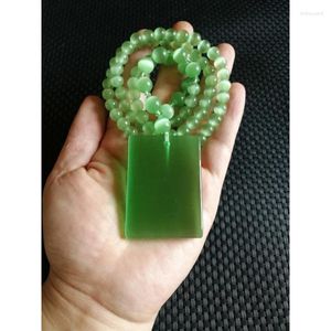 Colliers de pendentif Tranquie d'opale verte de pomme et collier de plaque de paix