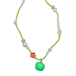 Collares colgantes Collar de manzanas Joyería con cuentas Pequeña gargantilla Material de resina Regalo perfecto para niñas Adolescentes Dropship