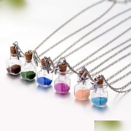 Colliers pendants Aquarius Angel Sand Collier mignon Gift Romantique Alloy Verre en gros Drop Livraison Jewelry Pendants Dhxfu