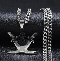 Colliers pendants Rétro arabe Imam Ali épée musulman Islam Couteau en acier inoxydable Collier Men de couleur argenté N4517S07137257