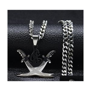 Hanger kettingen Arabische retro imam ali zwaard moslim islam mes roestvrij staal ketting mannen vrouwen sier kleur sieraden n4517S0 drop dhrwbbb