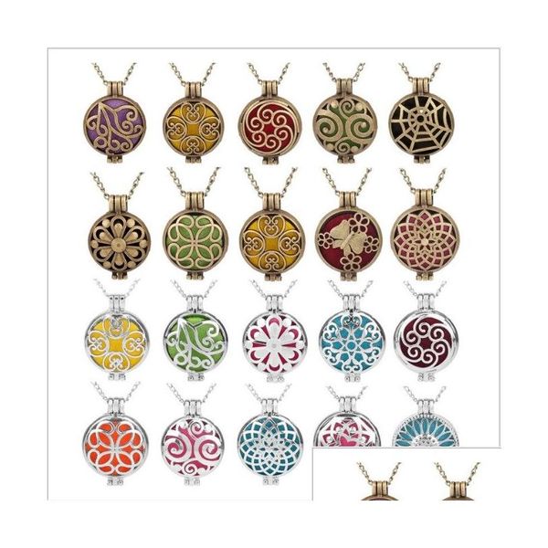 Colliers de pendentif aromathérapie par diffuseur huile essentielle médaillon antique sier / bronze ennesseur bijoux cage drop livraison pendentifs dhesu